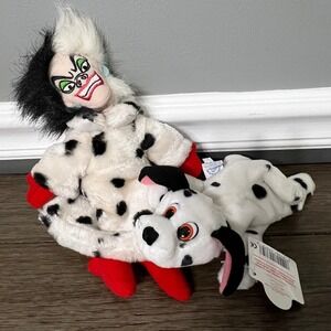 Vintage Cruella De Vil and Dalmatian Puppy Plush Applause Disney Doll with Tag